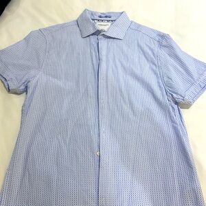 Men size S button down shirt with blue print. Very nice material